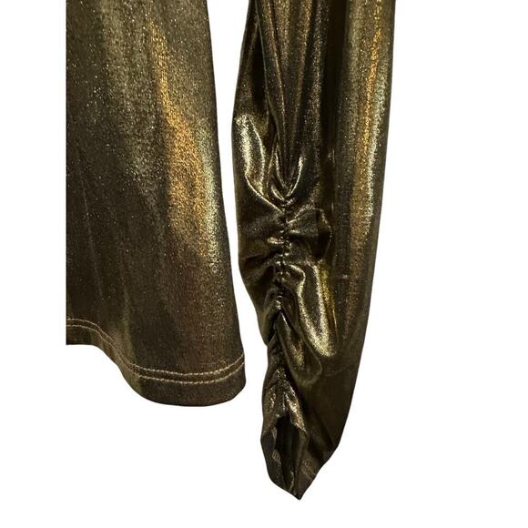 Cache Women's Gold Faux-Wrap V-Neckline Blouse Top Size Large - Picture 4 of 6